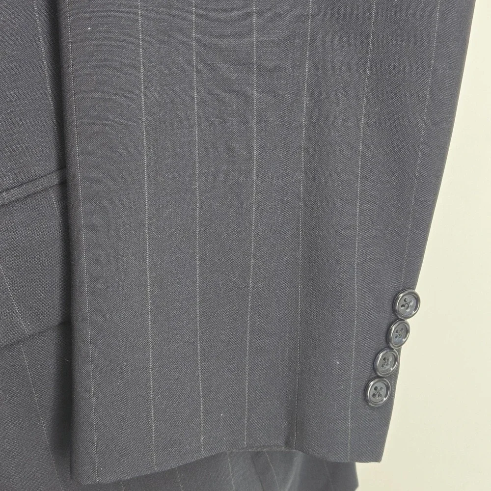 Vintage Burberrys Suit‎ Jacket Mens M Blue Striped Wool Single-Breasted 2 Button